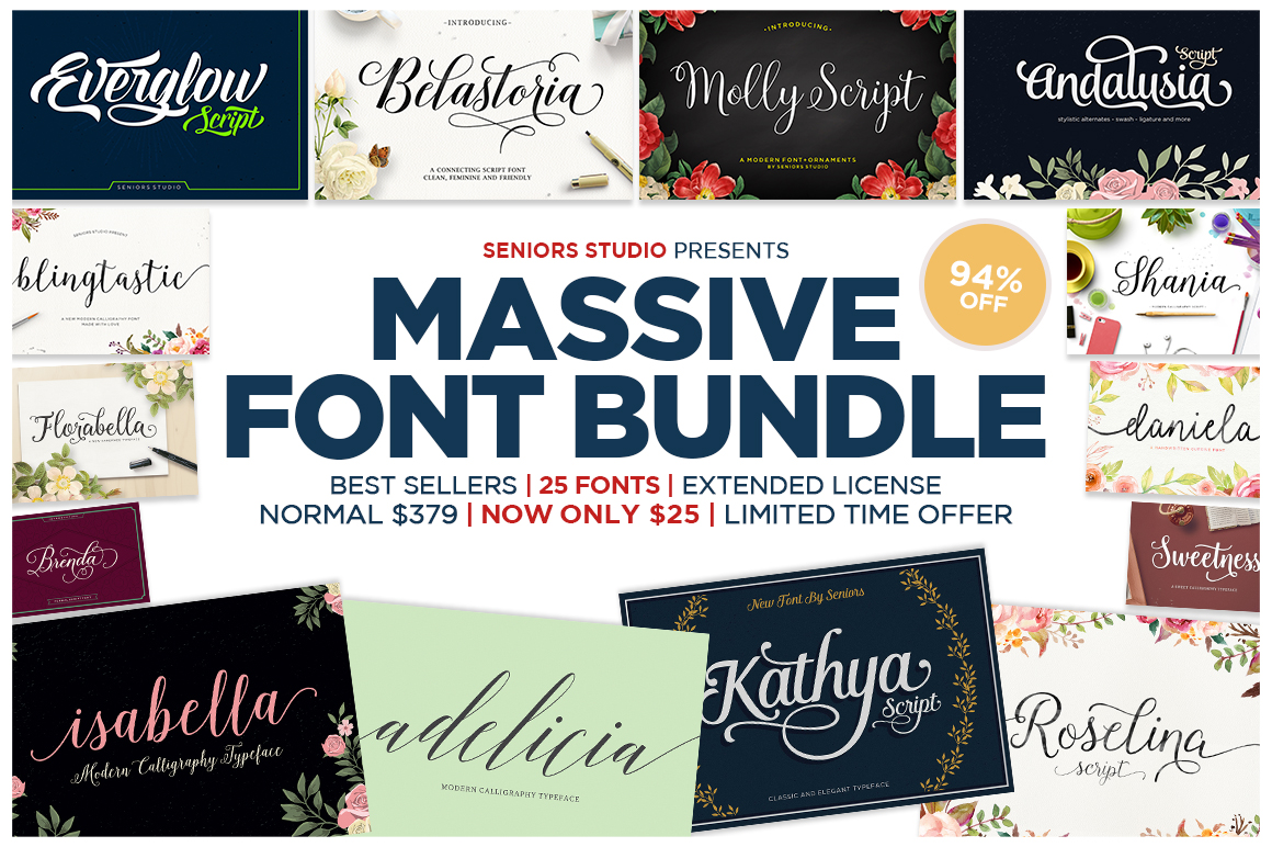 94% OFF - Massive Font Bundle Sale by Seniors
